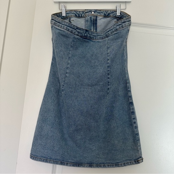 Akira (L) Butterfly Kiss Embellished Denim Mini Tube Dress- Rhinestone Butterfly - Picture 8 of 10